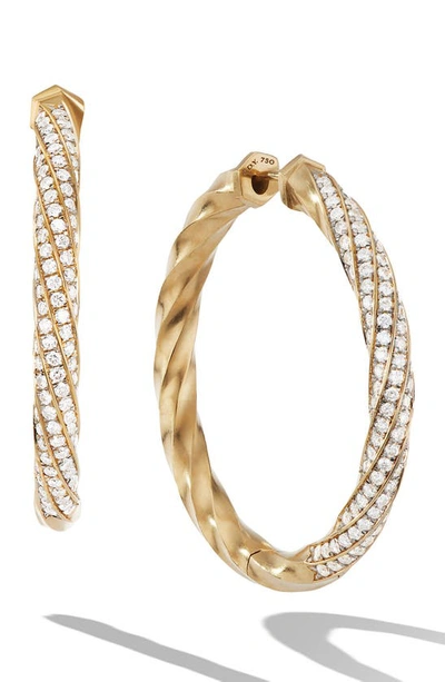Shop David Yurman Cable Edge Hoop Earrings In 18k Gold Recycled