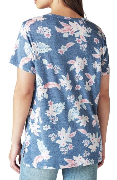 Shop Lucky Brand Classic V-neck T-shirt In Blue Floral