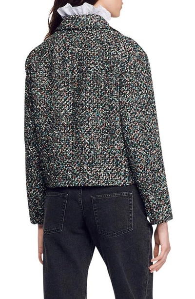 Shop Sandro Zazie Crop Double Breasted Blazer In Multi-color