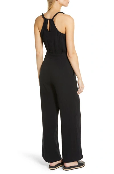 Shop Btfl-life Double Layer Cotton Gauze Jumpsuit In Black