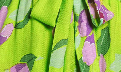 Shop Btfl-life Floral Print One-shoulder Romper In Green/ Lavender