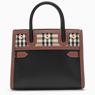 Shop Burberry Title Mini Bag In Two-toned Leather In Black