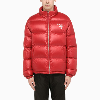 Shop Prada | Red Re-nylon Padded Jacket With Logo