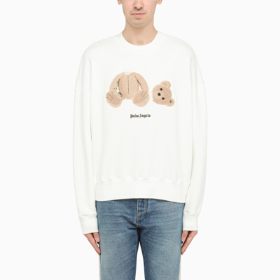 Shop Palm Angels White Bear Sweatshirt
