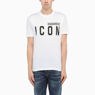 Dsquared2 White Crewneck T-shirt With Maxi Logo Print On The Front In White