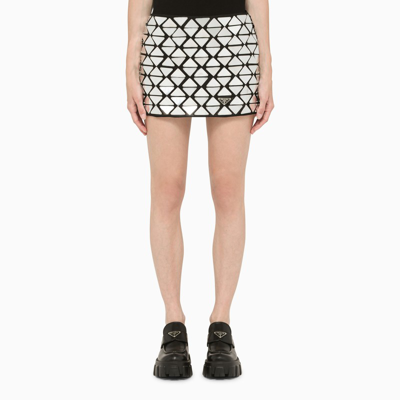 Shop Prada Silver Mini Skirt With Triangles In Metal