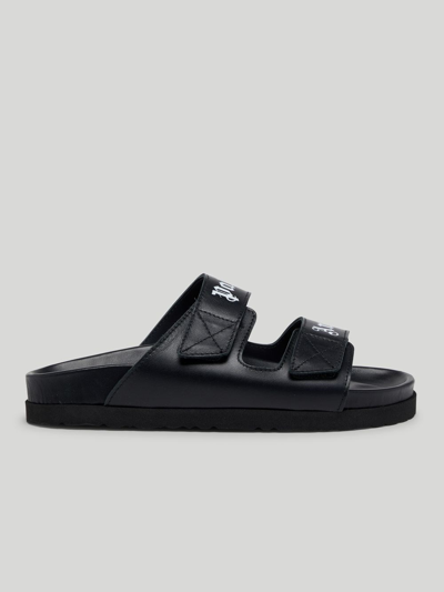 Shop Palm Angels Double Band Sandals In Black