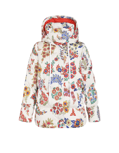 Shop Etro Woman Short Quilted Paisley Down Jacket In Bianco/multicolore