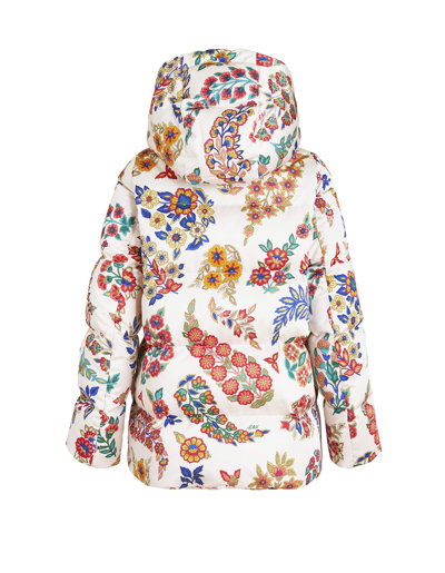 Shop Etro Woman Short Quilted Paisley Down Jacket In Bianco/multicolore