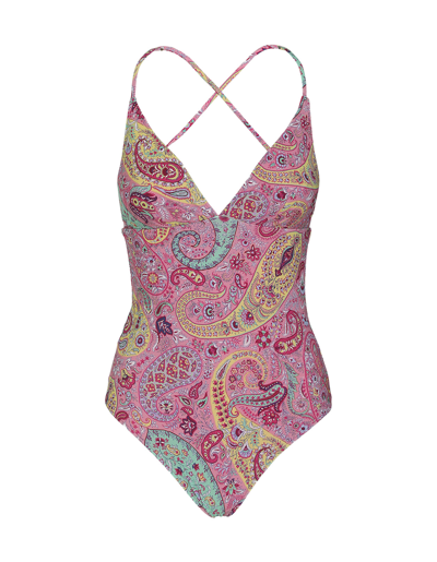 Shop Etro Woman Pink Paisley One-piece Swimsuit In Rosa
