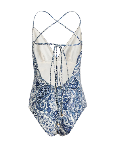 Shop Etro Woman Blue Paisley One-piece Swimsuit