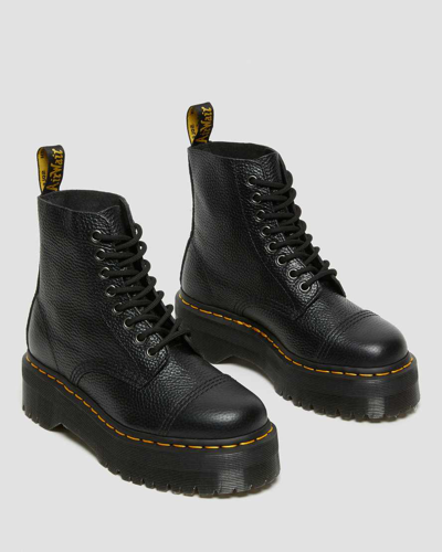 Dr. Martens' Sinclair Milled Nappa Leather Platform Boots In Schwarz