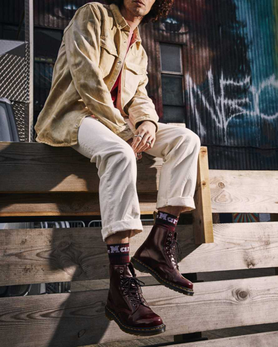Dr. Martens' Red Vegan 1460 Lace-up Boots In Rot