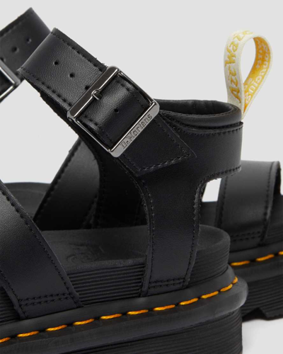 Dr. Martens' Dr. Martens Blair Sandal In Tumbled Leather With A Waxy Finish In Schwarz