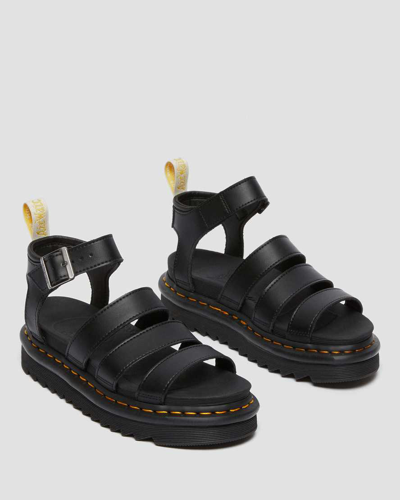 Dr. Martens' Dr. Martens Blair Sandal In Tumbled Leather With A Waxy Finish In Schwarz