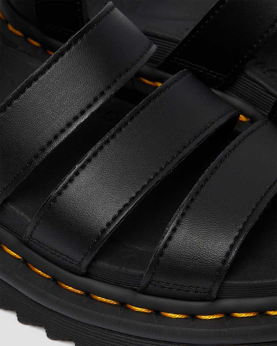 Dr. Martens' Dr. Martens Blair Sandal In Tumbled Leather With A Waxy Finish In Schwarz