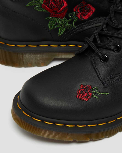 Dr. Martens 1460 Vonda Floral Leather Lace Up Boots In Schwarz/mehrfarbig/bedruckt