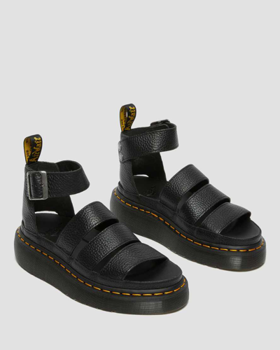 Dr. Martens Womens Clarissa Ii Quad Leather Platform Sandals In Schwarz