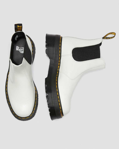 Dr. Martens 2976 Smooth Leather Platform Chelsea Boots In White