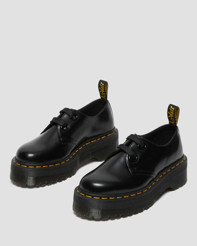 Dr. Martens Audrick Nappa Leather Platform Shoes In Schwarz