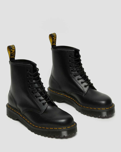 Dr. Martens Smooth Leather Quad Platform Boots In Black In Black