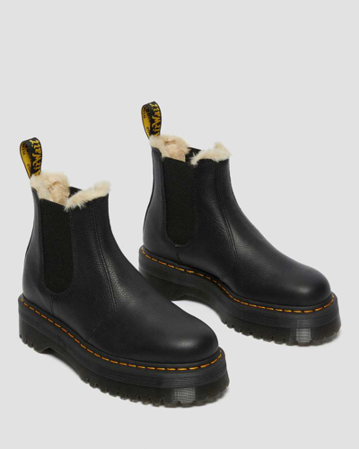 Dr. Martens' 2976 Faux Fur Lined Platform Chelsea Boots In Black