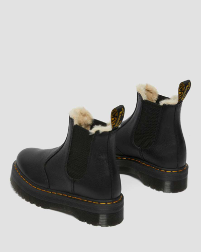Dr. Martens' 2976 Faux Fur Lined Platform Chelsea Boots In Black