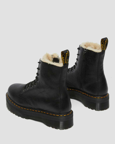 Dr. Martens Jadon Faux Fur Lined Leather Platform Boots In Black