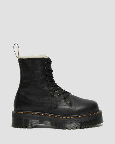 Dr. Martens Jadon Faux Fur Lined Leather Platform Boots In Black