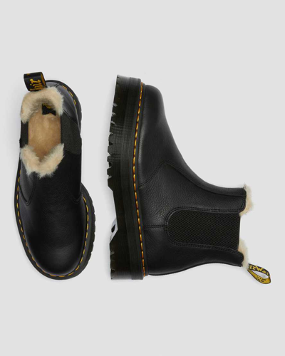Dr. Martens' 2976 Faux Fur Lined Platform Chelsea Boots In Black
