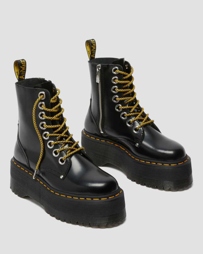 Dr. Martens' Jadon Max Buttero Leather Platform Boots In Schwarz