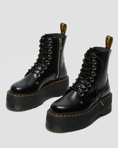 Dr. Martens' Jadon Max Buttero Leather Platform Boots In Schwarz