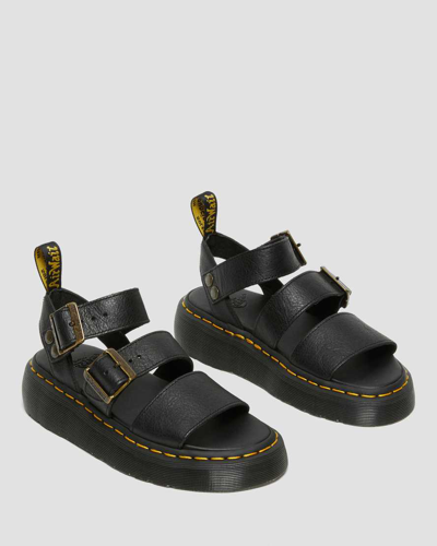 Shop Dr. Martens' Leder Gryphon Quad Pleateau Sandalen In Schwarz