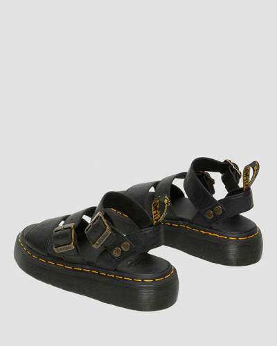 Dr. Martens' Gryphon Pisa Leather Platform Sandals In Black