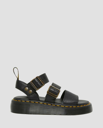 Shop Dr. Martens' Leder Gryphon Quad Pleateau Sandalen In Schwarz