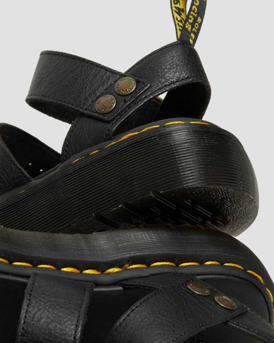 Shop Dr. Martens' Leder Gryphon Quad Pleateau Sandalen In Schwarz