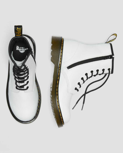 Shop Dr. Martens' Youth 1460 Leather Lace Up Boots In White