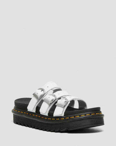 Shop Dr. Martens' Blaire Leather Slide Sandals In White