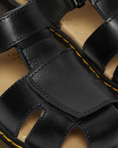 Shop Dr. Martens' Junior Moby Ii Leather Velcro Sandals In Black