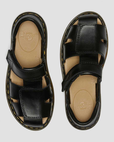 Shop Dr. Martens' Junior Moby Ii Leather Velcro Sandals In Black