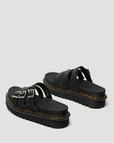 Shop Dr. Martens' Blaire Leather Slide Sandals In Black