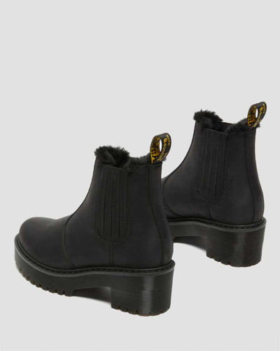 Shop Dr. Martens' Women's Rometty Faux Fur Leather Chelsea Boots In Black