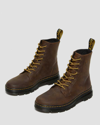 Dr. Martens Combs Crazy Horse Leather Casual Boots In Brown