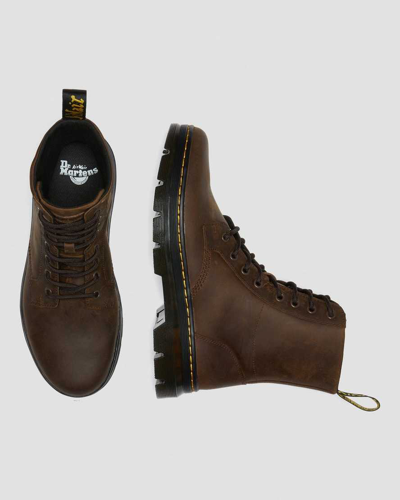 Dr. Martens Combs Crazy Horse Leather Casual Boots In Brown