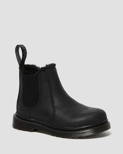 Dr. Martens' Toddler 2976 Faux Fur Lined Chelsea Boots In Schwarz