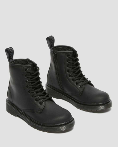 Dr. Martens' Junior 1460 Faux Fur Lined Boots In Black