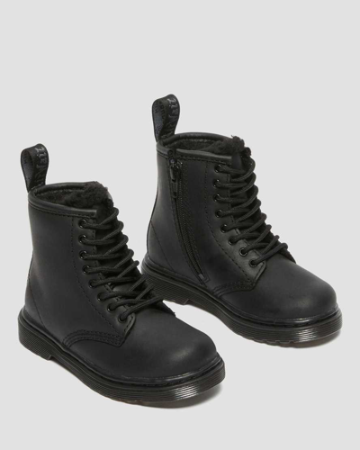 Shop Dr. Martens' Toddler 1460 Faux Fur Lined Boots In Black