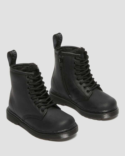 Dr. Martens' Toddler 1460 Faux Fur Lined Boots In Black