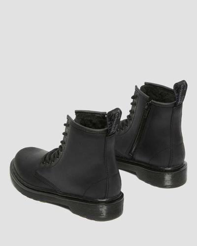 Dr. Martens' Junior 1460 Faux Fur Lined Boots In Black