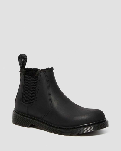 Shop Dr. Martens' Youth 2976 Faux Fur Lined Chelsea Boots In Black